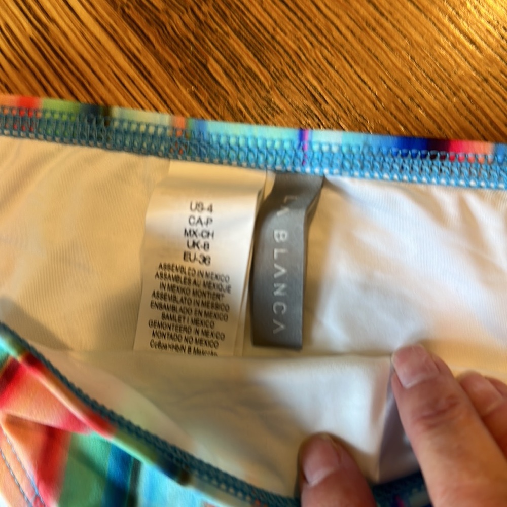 La Blanca Multicolor Stripe Bikini Bottom - Turquoise & Coral - Picture 3 of 4